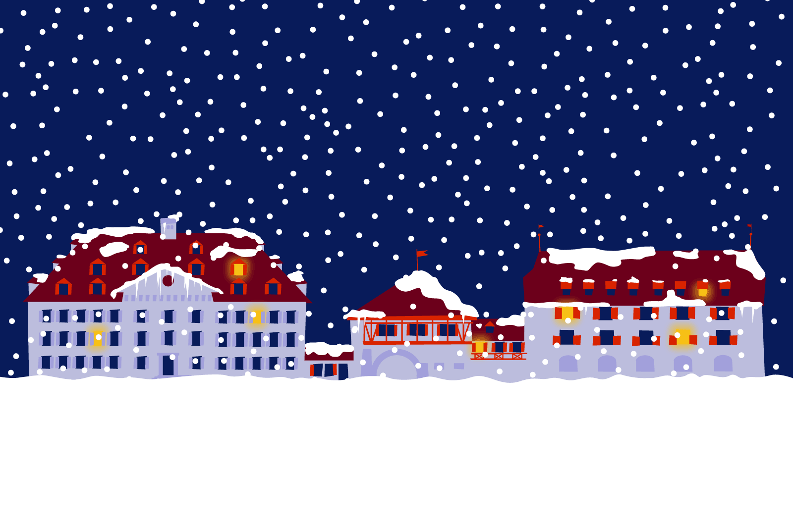 Eine Grafik, die das Museum Luzern im Schnee zeigt